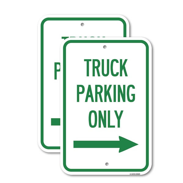 Signmission Reserved Parking Sign Truck Parking Only with Right Arr, 18'' X 24'', Heavy Gauge Aluminum, 2PK A-1824-2PACK-23029 - main