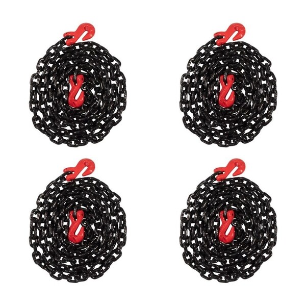 Mytee Products 5/16in-10ft G80 Transport Binder Chain Grab Hooks 4000 # WLL Tow Safety Chain, 4PK CH51610-G80x4 - main
