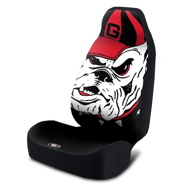 Coverking Universal Seat Cover Print 1pc Ultimate Suede w/ Black Inerlock Backing Georgia Black Large Bulldog USCSELA264 - main