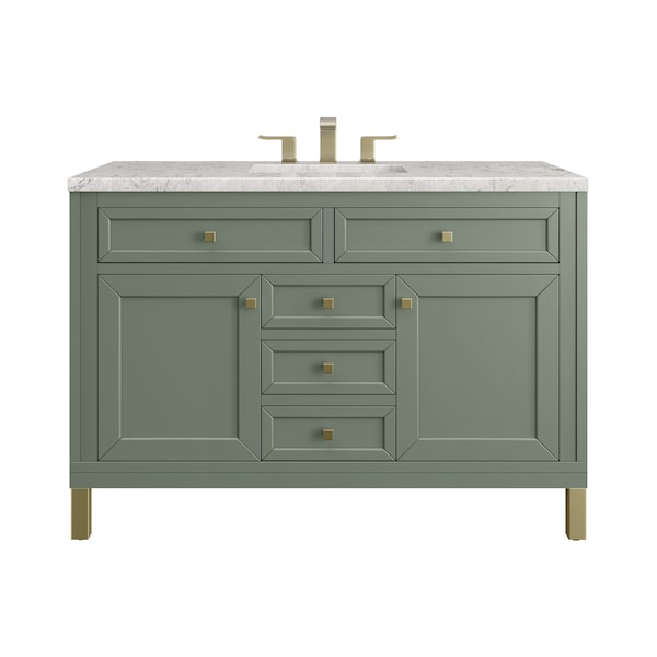 James Martin Vanities Chicago 48'' S Vanity, Smokey Celadon, w/ Jasmine Pearl Silestone Top w/FreePower Wireless Charger 503-V48-SC-FEJP - main