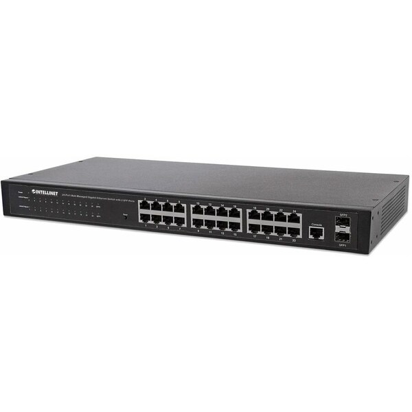 Intellinet Network Solutions SWITCH ADMINISTRABLE 24 PTOS RJ45 GIGABIT 10/100/1000 2 PTOS SFP 560917 - main