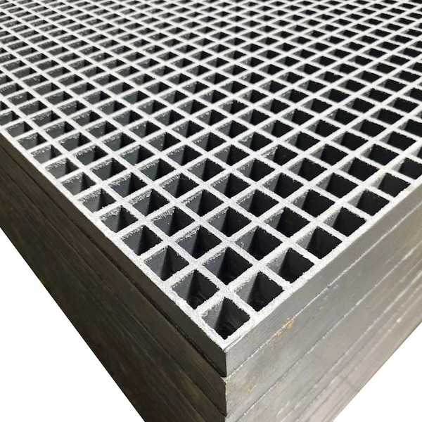 National Grating Molded Frp Grating, 4' X 8' X 1.5" Deep, 1.5" Mesh, Dark Grey, Gritted, Polyester M-1515-408-DGPE - main