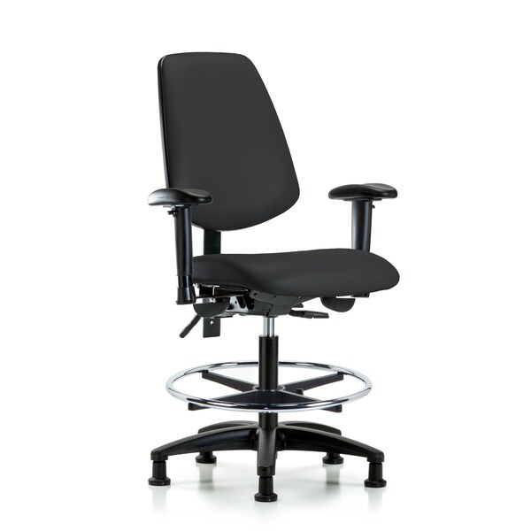 Blue Ridge Ergonomics Medium Bench Chair Adjustable Arms, 22" to 29" Height, Vinyl, Black BR-VMBCH-MB-RG-T0-A1-CF-RG-8540 - main
