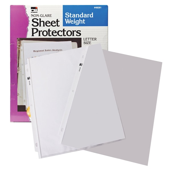 Charles Leonard Sheet Protectors, Standard Weight, Letter Size, Non-Glare, Box of 100, 100PK CHL48281 - main