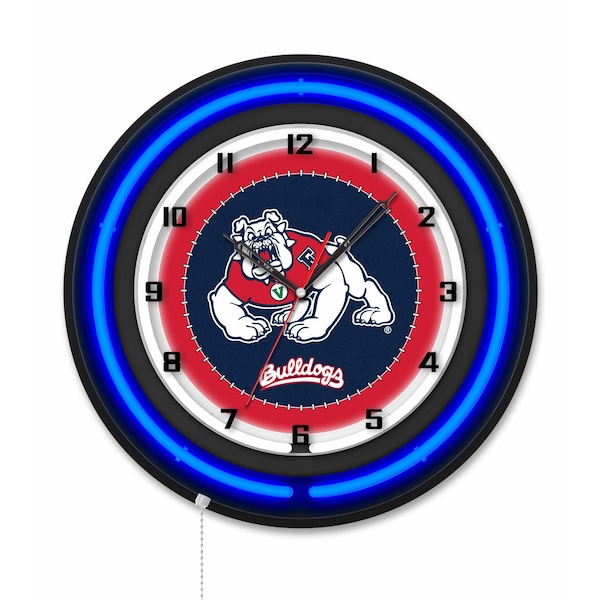 Holland Bar Stool Fresno State University 19 Double Neon Wall Clock Clk19BK - main