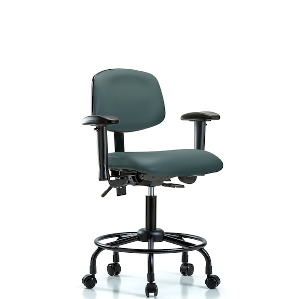 Blue Ridge Ergonomics Desk Chair Desk Chair, Vinyl, Chr Tilt AA Glides, Bord, Adjustable Arms, 21" to 26" Height, Vinyl BR-VDHCH-RT-T1-A1-RC-8546 - main