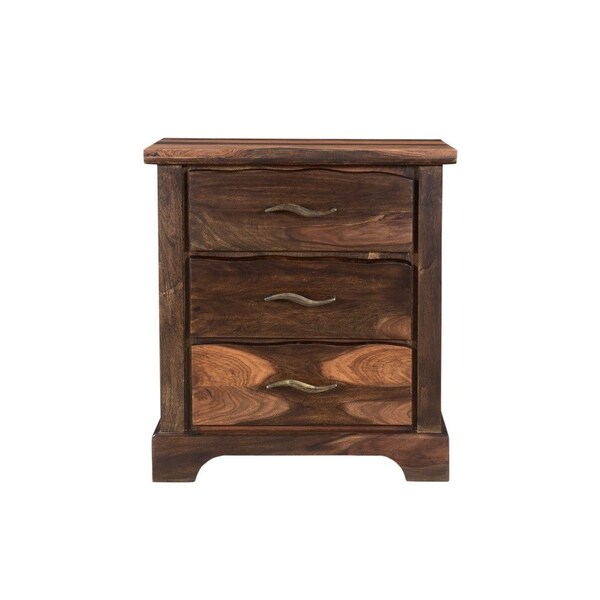 Homeroots 27" Dark Brown Solid Wood Three Drawer Nightstand 521188 - main