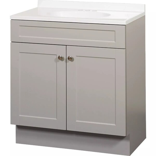 Zenith Zenna Home Cool Gray 30'' Wx35'' Hx18''D Shaker Vanity with Wht Cultured Marble Top SBC30GY - main
