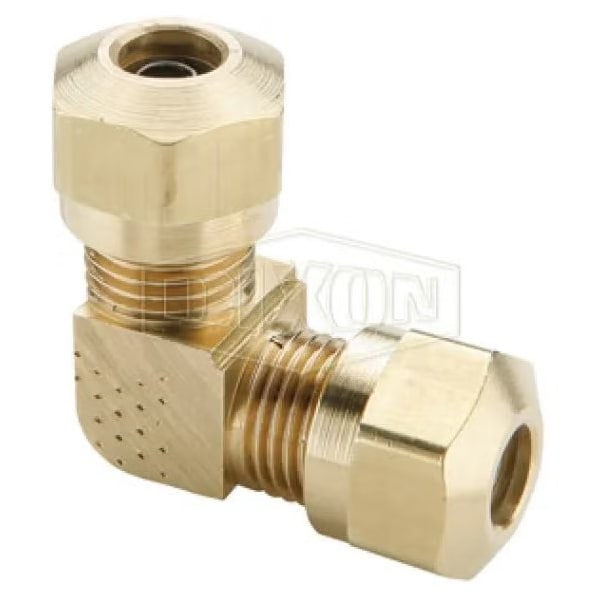 Dixon 90Deg Air Brake Union Elbow, 17/32-24 x 3/8 in Nominal, Straight Thread End Style, Brass, Domestic 65NAB6 - main