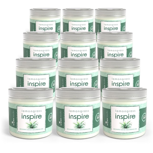 Wipex Aromatic Gel Odor Eliminator Jars, Lemongrass for Home, Yoga Studio, Fitness, Car, 12PK WX72237OGLE-12 - main