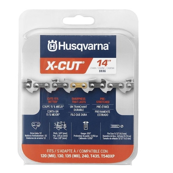 Husqvarna Chainsaw Chain, 14 in L Bar, 0.05 ga, 3/8 in TPI/Pitch, 52-Link 597469552 - main