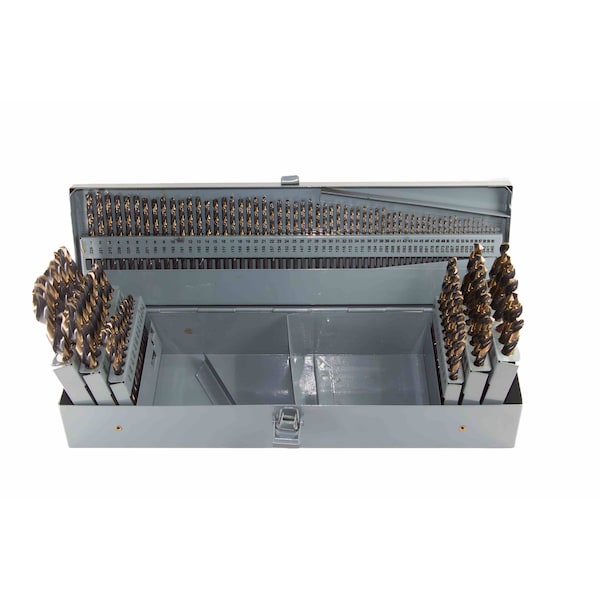 Drill America 115 Piece HSS Black & Gold KFD Split Point Jobber Length Drill Bit Set, 1/16"- 1/2", A-Z, No 1-No 60 KFD115J-SET - main