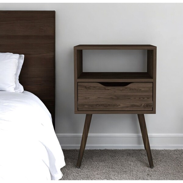 Homeroots 25" Brown Wood One Drawer Nightstand 534882 - main