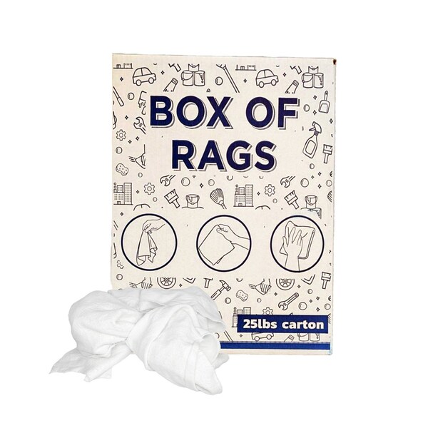 Supremeplus Recycled White Sweatshirt Cleaning Rags 25 lbs. Box SP-7239 - main