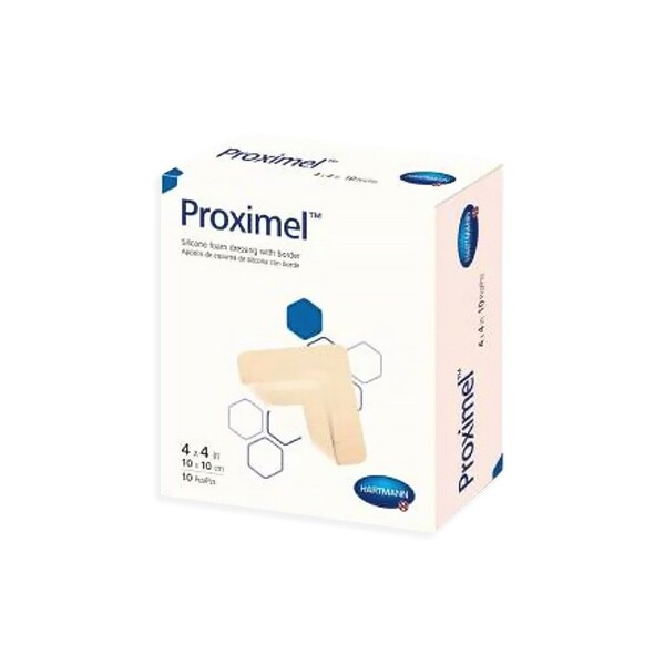 Proximel Foam Dressing 3 X 3 Inch With Border Waterproof Film Backing Silicone Adhesive Square Sterile, 10PK 14100000 - main