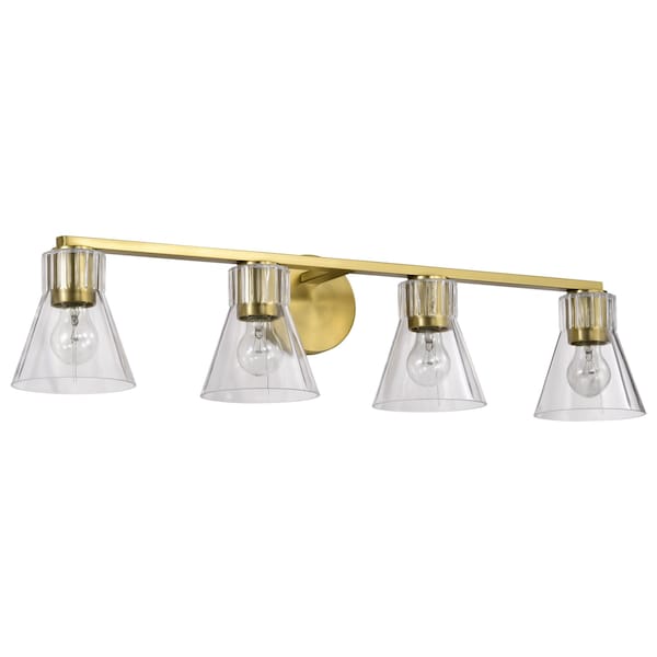 Nuvo Gianna, 4 Light Vanity, Vintage Brass Finish, Clear Glass 60/8344 - main