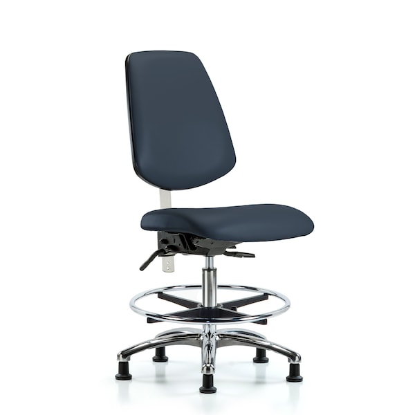 Blue Ridge Ergonomics Clean Room Chair Vin Med Ben Chair, Med, Bk, Nav, CL100, No Arms, 22" to 29" Height, Vinyl BR-NCR-VMBCH-MB-CR-T1-A0-CF-RG-8582 - main