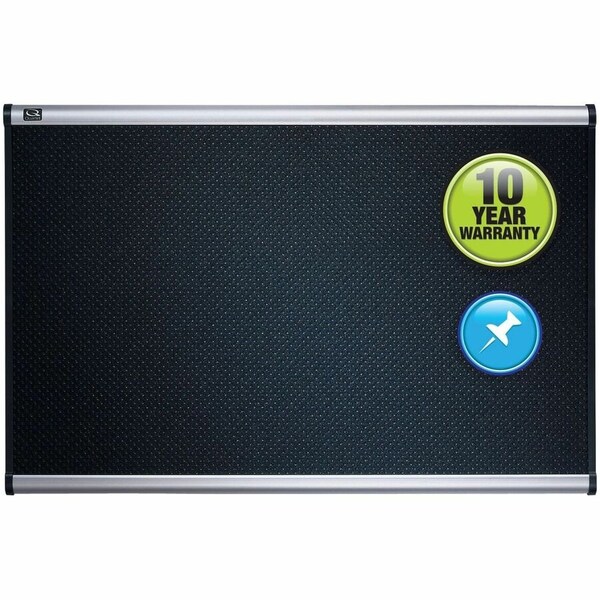 Quartet Mfg. Quartet, PRESTIGE EURO-STYLE EMBOSSED FOAM BULLETIN BOARD, 48 X 34 7/16, BLACK/ALUM FRAME B364T - main