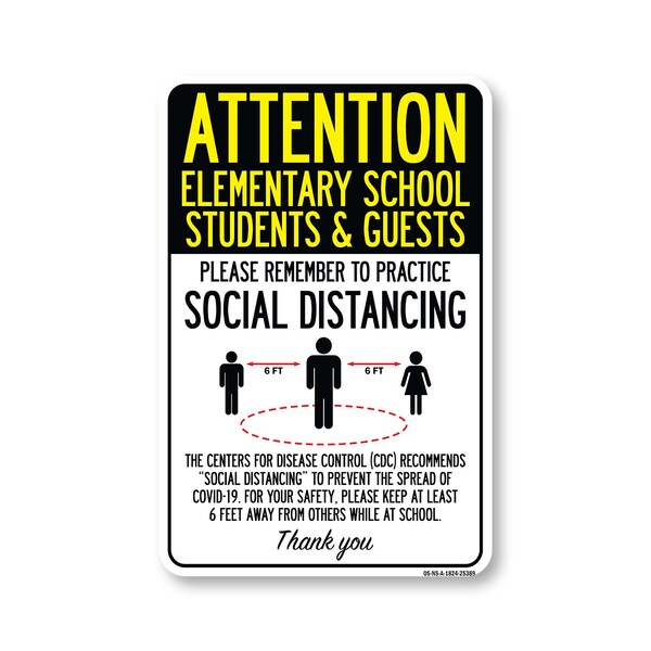 Signmission PSA, Elementary School Students And Guests Social Distancing, 24inX18in, OS-NS-A-1824-25389 OS-NS-A-1824-25389 - main