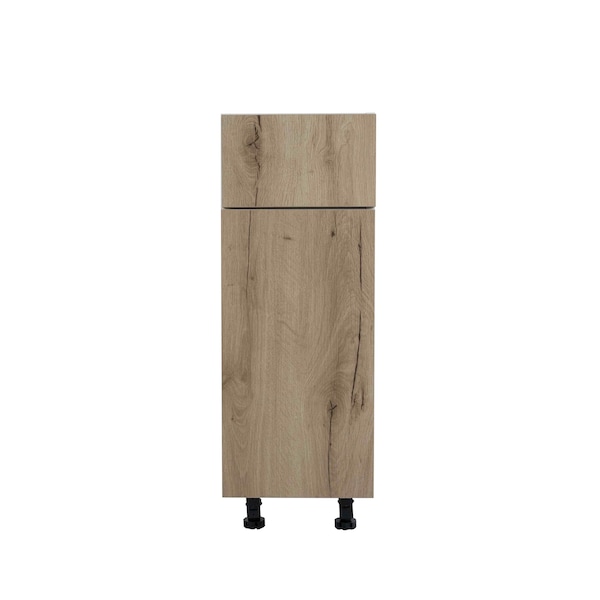 Cambridge Radiance 12 in. W x 24 in. D x 34.50 in. H Ready to Assemble Slab Base Kitchen Cabinet in Light Oak SA-B12-LO-KIT - main