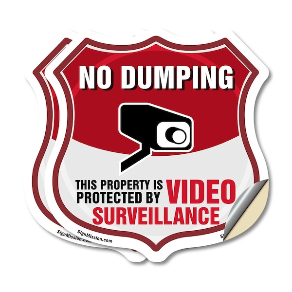 Signmission No Dumping Shield Sign This Property Is, 6 inch X 6 inch, Vinyl Decal, 2PK SHI-D-2PACK-6-393 - main