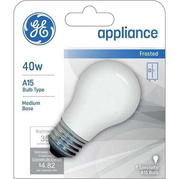 Ge 27495 Ceiling Fan Bulb, 40 W, A15 Lamp, E26 Medium Lamp Base, 355 Lumens 93131066 - main
