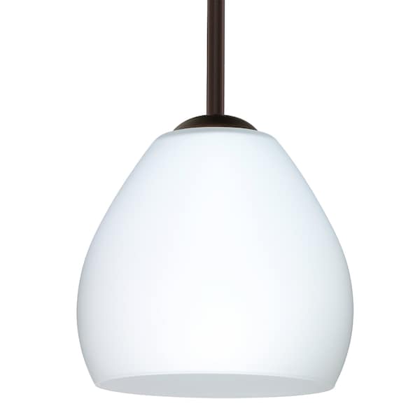 Besa Lighting Besa Bolla Stem Pendant, Opal Matte, Bronze Finish, 1x 40W MAX E12 Base 1TT-412207-BR - main