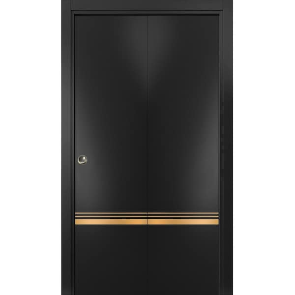 Sartodoors Sliding Closet Bi-fold Doors Planum 2010 Black Solid Core Modern Interior PLANUM2010BF-BLK-72 x 84 (2* 36x84) - main