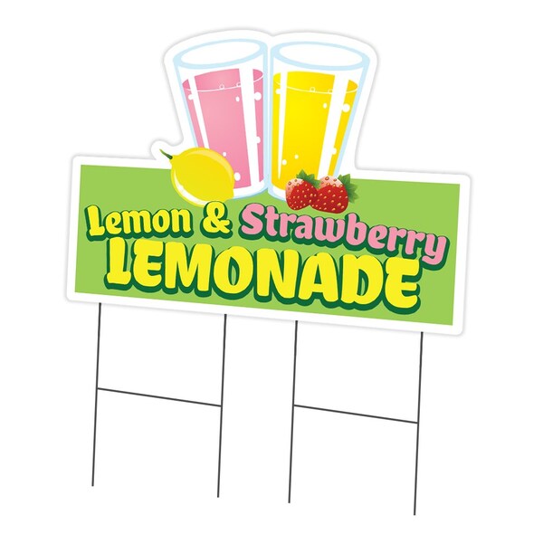 Signmission Lemon & Strawberry Lemonade Die Cut Yard & Stake plastic, 2436-Lemon & Strawberry Lemonade C-DC-2436-DS-Lemon And Strawberry Lemonade19 - main