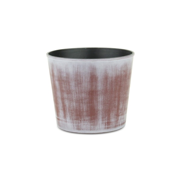 Homeroots 6in Brown and Ivory Textural Tone On Tone Recycled Plastic Indoor Outdoor Round Pot Planter 488231 - main