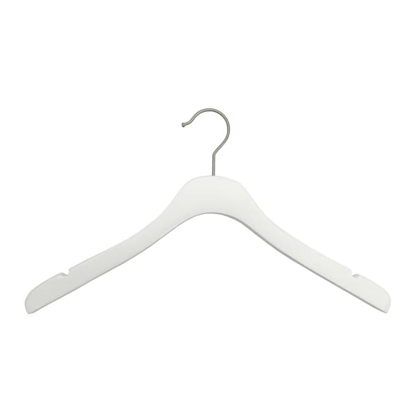 Nahanco 17in Low Gloss White Wooden SlimLine Jacket Hanger w/ Brushed Chrome Hook, 25PK SL23117 - main