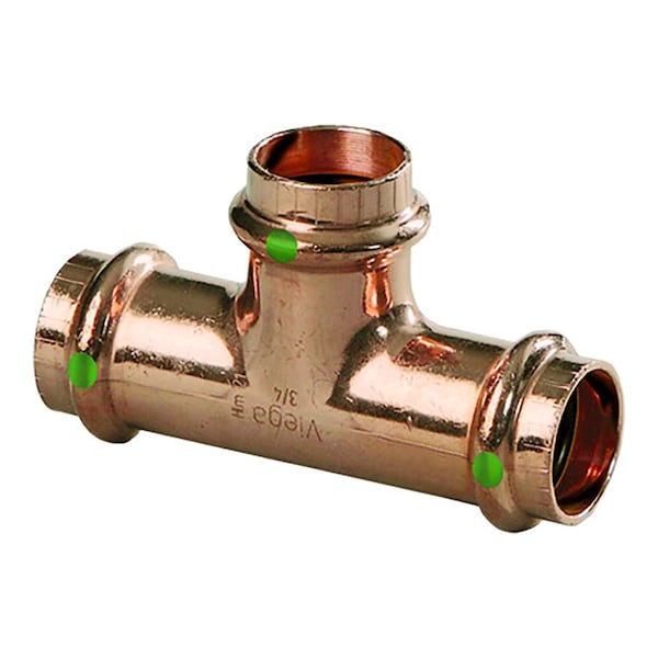 Viega ProPress 1 1/2in Copper Tee - Triple Press Connection - Smart Connect Technology 77457 - main