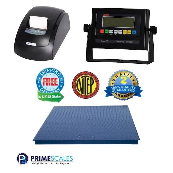 Prime Systems New 48 x 48 Floor Scale with Thermal Printer 10,000 lb x 1 lb 4x4 Pallet Scale PS-10KF-4848-Printer - main