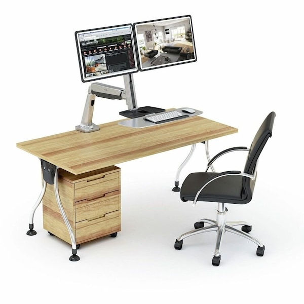 Rocstor ERGOCENTER ED6 PREMIUM DUAL MONITOR DESK MOUNT WORKSTATION - C-CLAMP- GROMMET - Y10N029-S1 - main