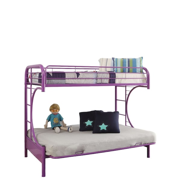 Homeroots 78" X 41" X 65" Twin Over Full Purple Metal Tube Futon Bunk Bed 286587 - main