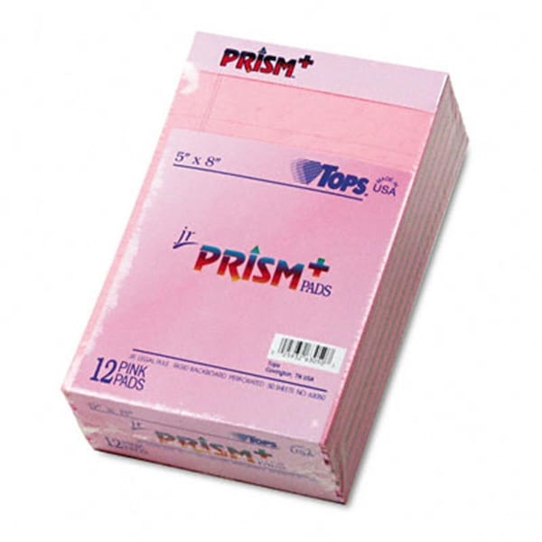 Tops Prism Plus Colored Jr. Legal Writing Pads 5x8 Pink 50Sheet Pads, 12PK 63050 - main