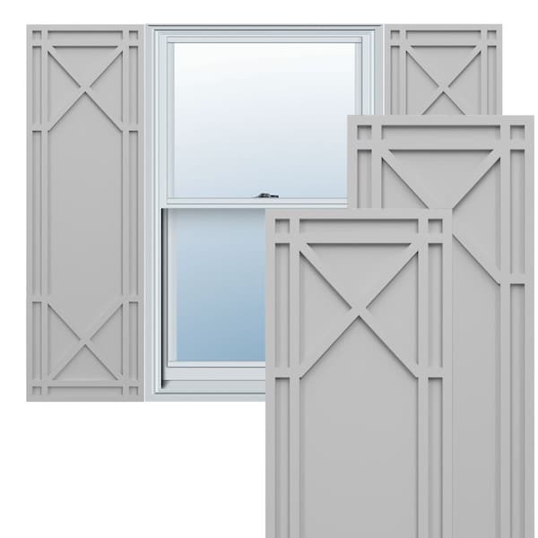 Ekena Millwork True Fit PVC Bungalow Fixed Mount Shutters, Primed, 12"W x 36"H TFP001BG12X036PR - main