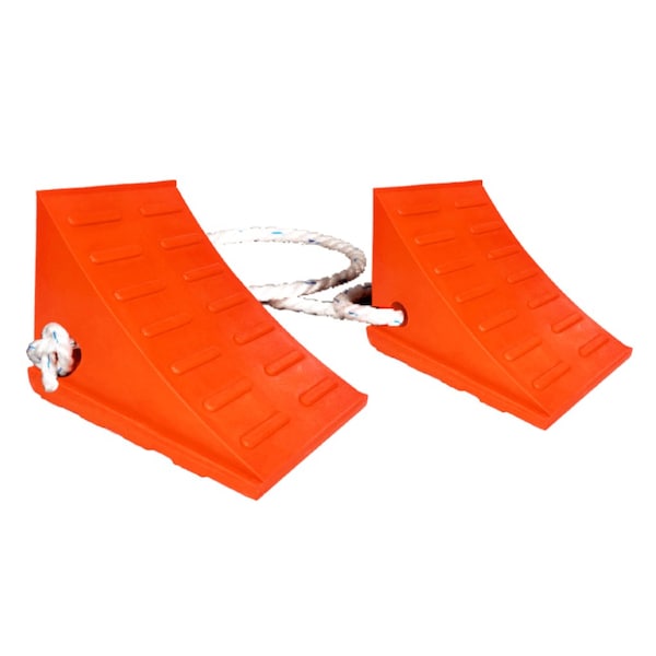 Toro 25-Ton Polyurethane Wheel Chock, 25 Ton GVW, Fits 32 to 46" Tire Diameter. (Roped Set) WC-UO600-2R - main