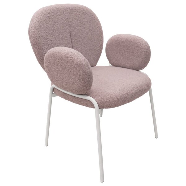 Leisuremod Celestial Boucle Dining Arm Chair, White Iron Frame with Grey Fabric CCAW-23GR - main