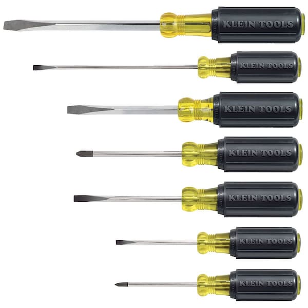 Klein Tools Screwdriver Set, General Purpose, Slotted and Phillips Tip, Steel Shank, Ergonomic Grip, 7-Piece 85076 - main