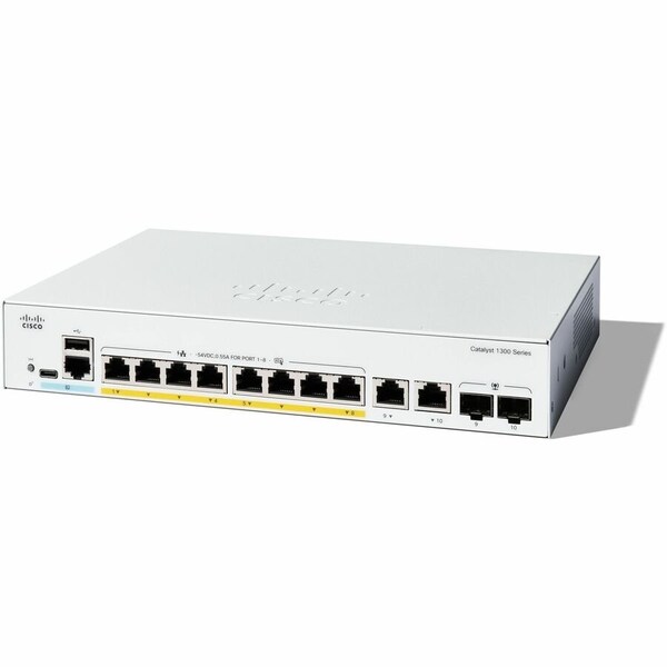 Cisco Catalyst 1300 8-port GE, PoE, Ext PS, 2x1G Combo C1300-8P-E-2G - main