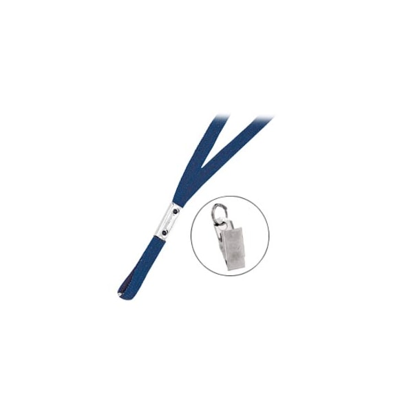 Brady LANYARD STANDARD, NAVY BLUE, 3/8in, FLAT WOVEN LANYARD W/NICKEL PLATED STEEL BULLDOG CLIP 2135-3553 - main