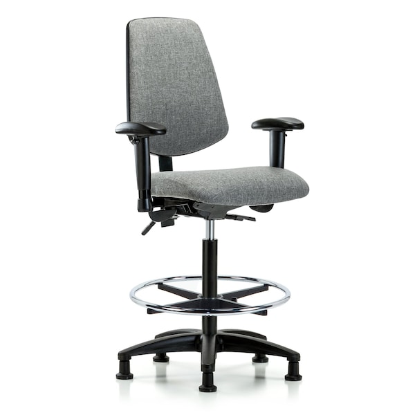 Blue Ridge Ergonomics Fab Hi Bench Chair, Med, Bk, CF, Glds, Gry, 6-Way Adjustable, 26" to 35-1/2" Height, Grey BR-FHBCH-MB-RG-T1-A1-CF-RG-F44 - main