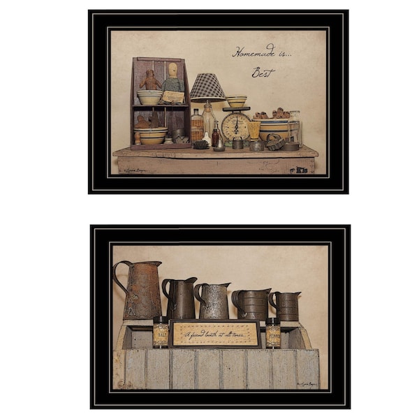 Homeroots Set Of Two Homemade is Best 2 Black Framed Print Kitchen Wall Art, 2PK 407116 - main