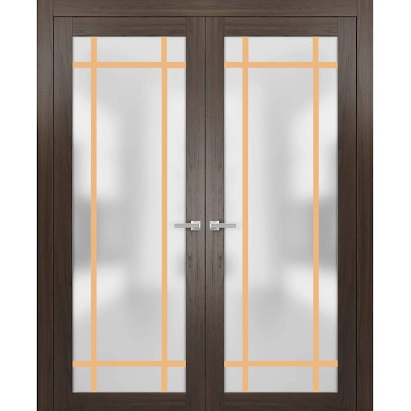 Sartodoors Solid French Double Doors Frosted Glass Planum 2113 60x84 (2* 30x84) Solid Core Modern Interior PLANUM2113DD-CA-60 x 84 (2* 30x84) - main