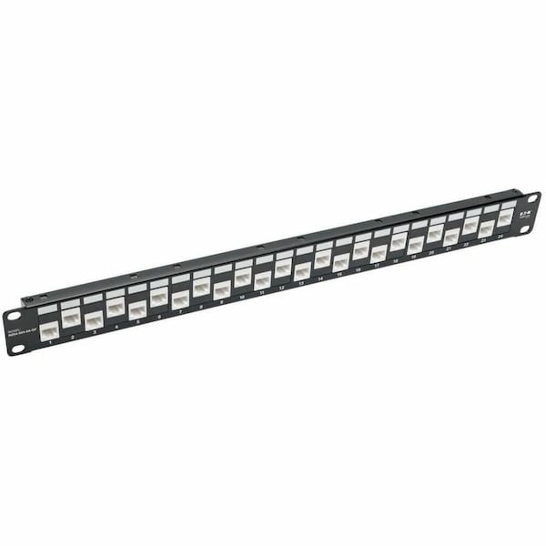 Tripp Lite 24-PORT 1U RACK-MOUNT CAT6A/CAT6/CAT5E OFFSET FEED-THROUGH PATCH PANEL WITH CABL N254-024-6A-OF - main