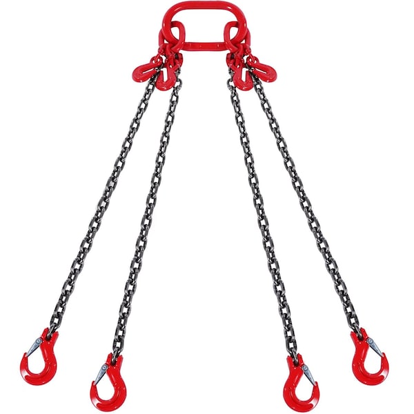 Vevor 3/8" x 10' Chain Sling 4 Legs G80 Lifting Chain with Grab Hooks 18400 lbs DL10mmx3m-4A - main