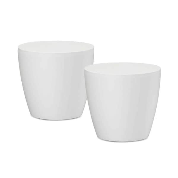 Crescent Garden Eva 18" Round Houseplant Pot - No Drain Hole, White, 2PK AZ011800K2 - main