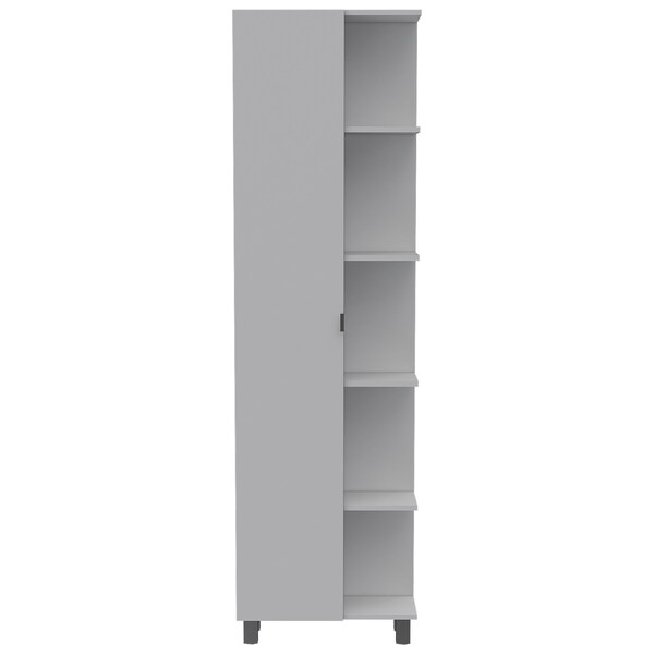 Homeroots 20" Silver And White Laminate Curio Cabinet With Seven Shelves 477677 - main