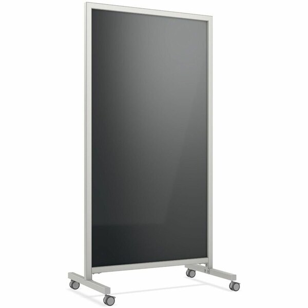 Ghent EZ Mobile Glassboard, Aluminum Frame, Magnetic, 75''H x 38''W, Black EZ1MA7538BK - main